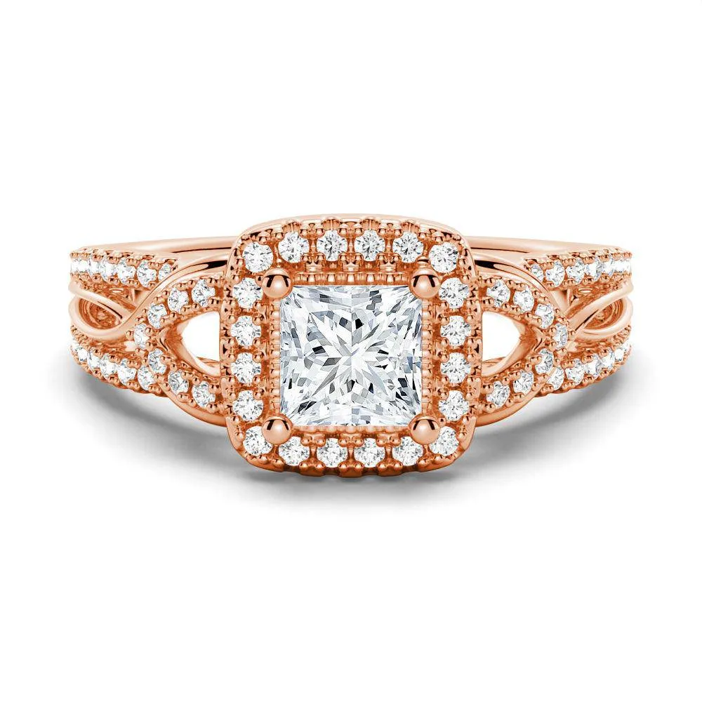 Iconic Touch Formal Attire Princess Cut Moissanite Vintage Engagement Ring With Infinite Band