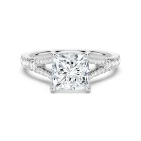 Princess Cut Split Shank Moissanite Engagement Ring Superior Design