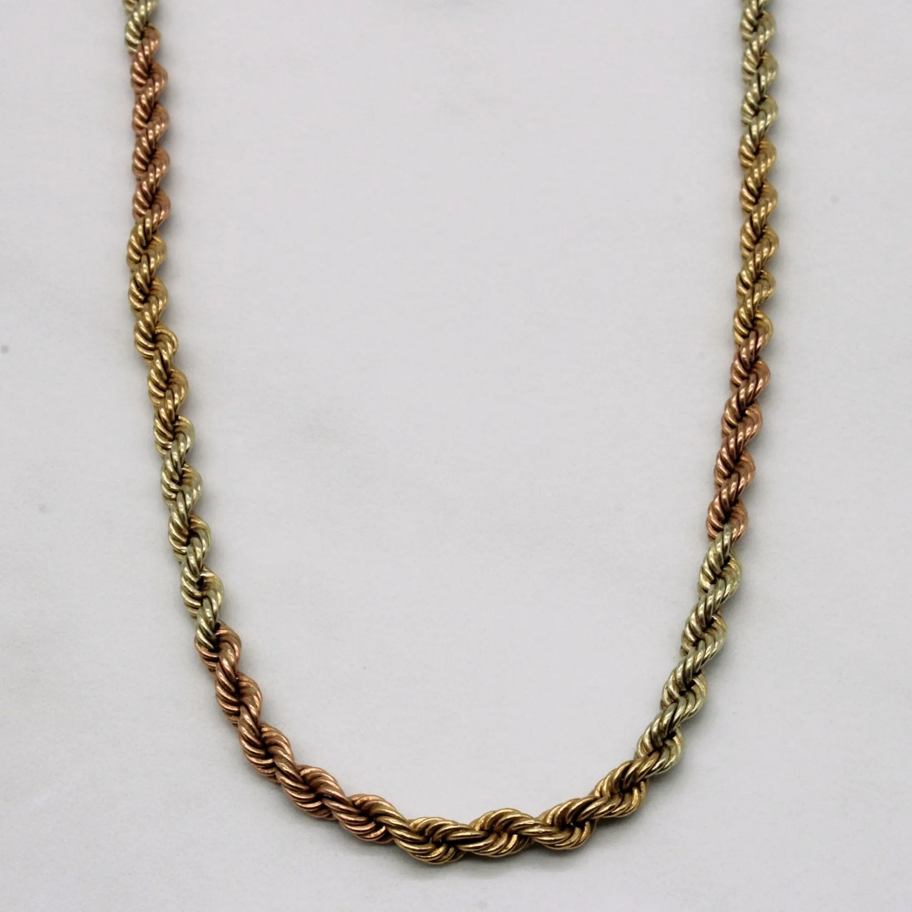 10k Tri Tone Gold Rope Chain | 16" | Fashionable Sparkle