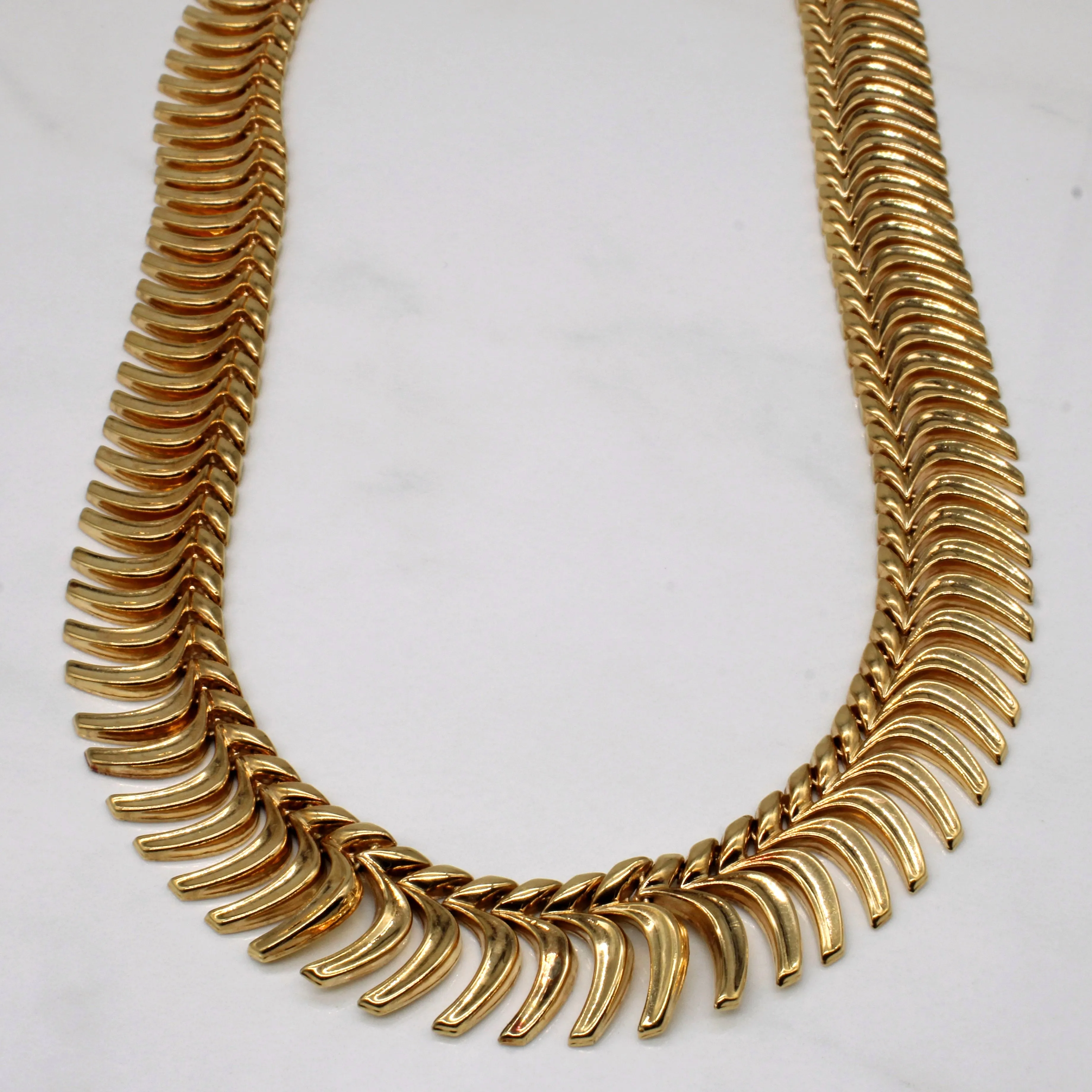 Trendy Sparkle Monochrome Look 18k Yellow Gold Bone Link Necklace | 16" |