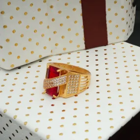 Freemen Across Red with AD Stone Golden Ring  - FMRI03 Fashion highlight