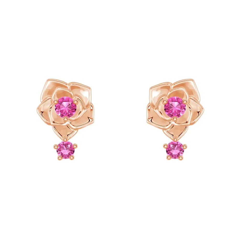 "Blossom of Hope" Breast Cancer Awareness Rose Earrings Light Radiance