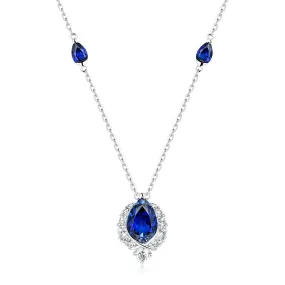 "ENDLESS BLUE" 5.41 Ctw. Pear Shaped Sapphire Necklace Airy Light
