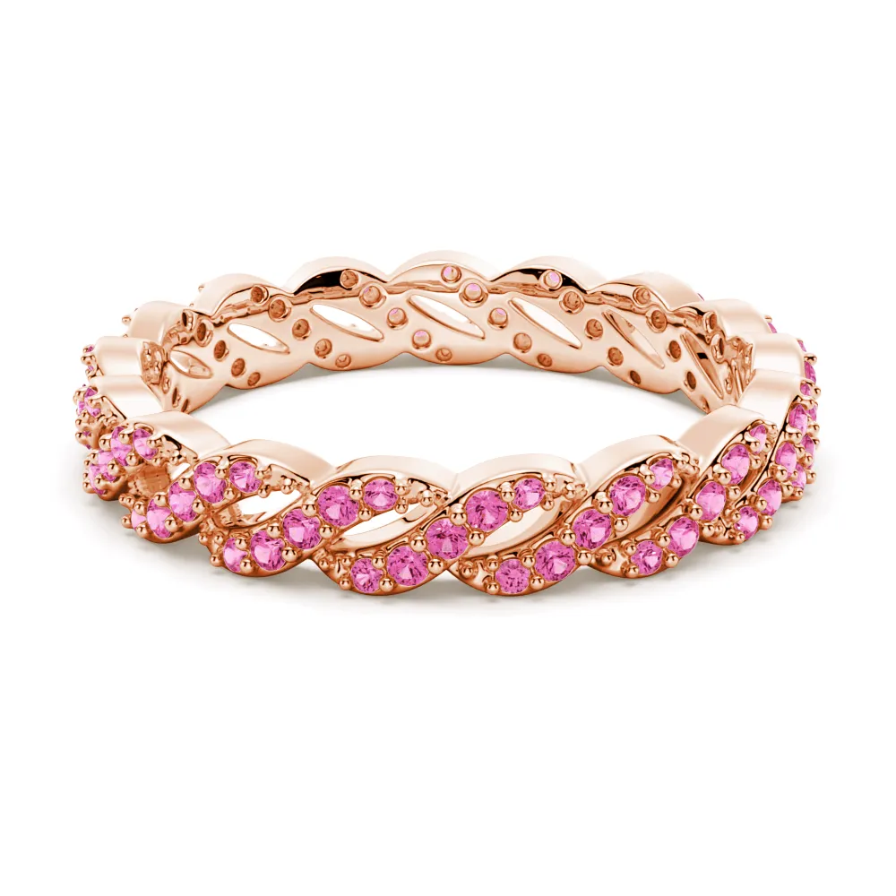 "Infinite Hope" Pink Sapphire Ribbon Eternity Band Styled Accent