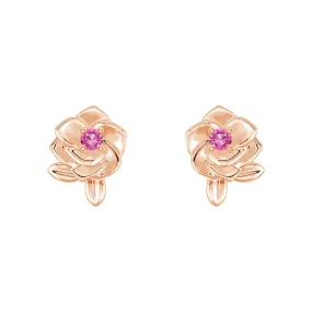 Layer Friendly Shimmering Accent "Rose of Resilience" Breast Cancer Awareness Stud Earrings