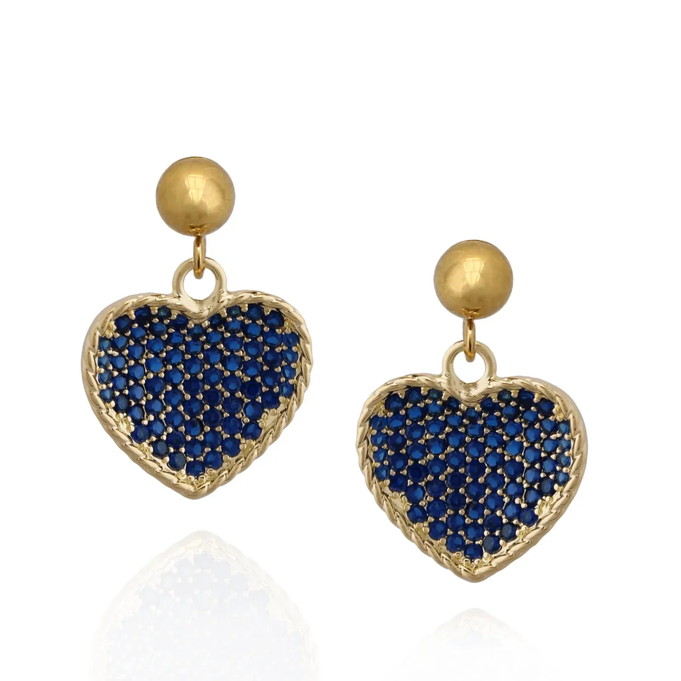 Bright Embellishment Handsome Trinket Surgical Steel Gold Plated Inward Puffed Heart Earring