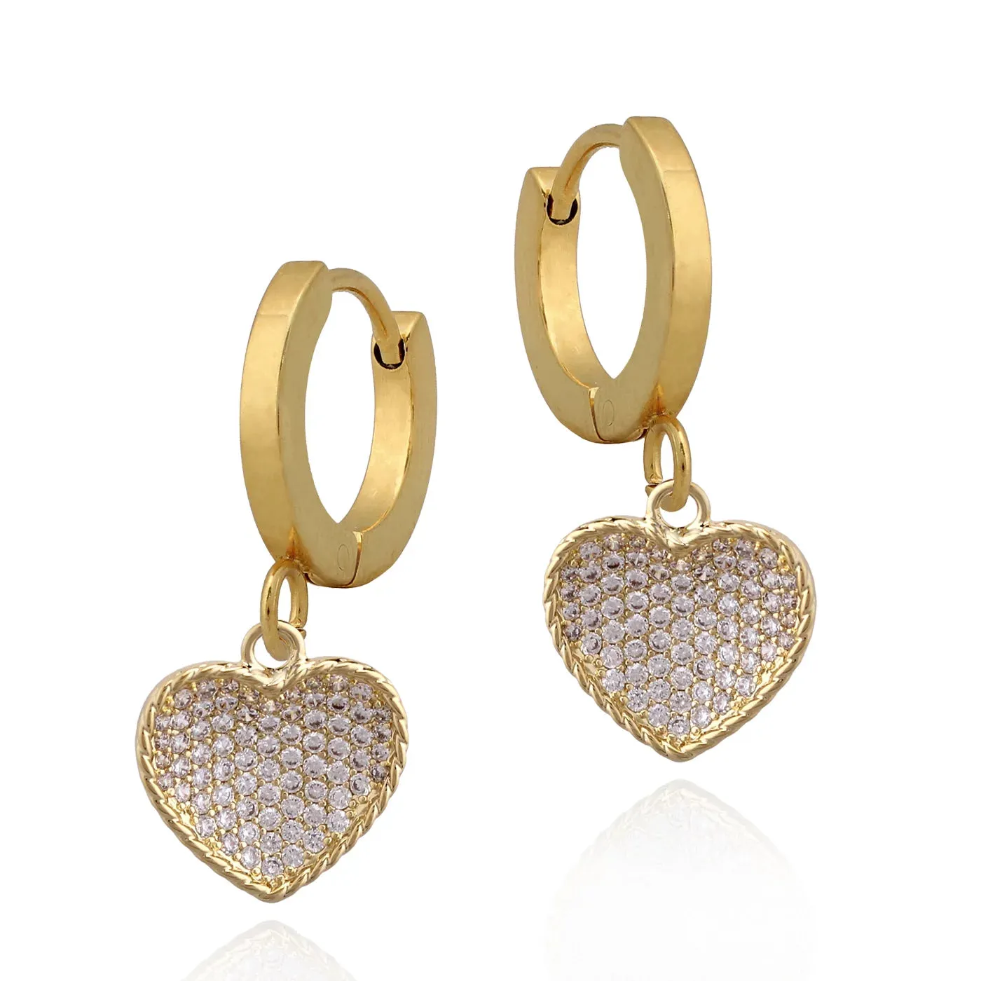 Sturdy Element Surgical Steel Gold Plated Inward Puffed Heart Earring