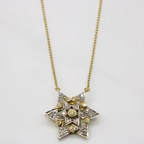 Fresh Pair Vivid Accent Diamond Snowflake Necklace | 0.20ctw | 16" |