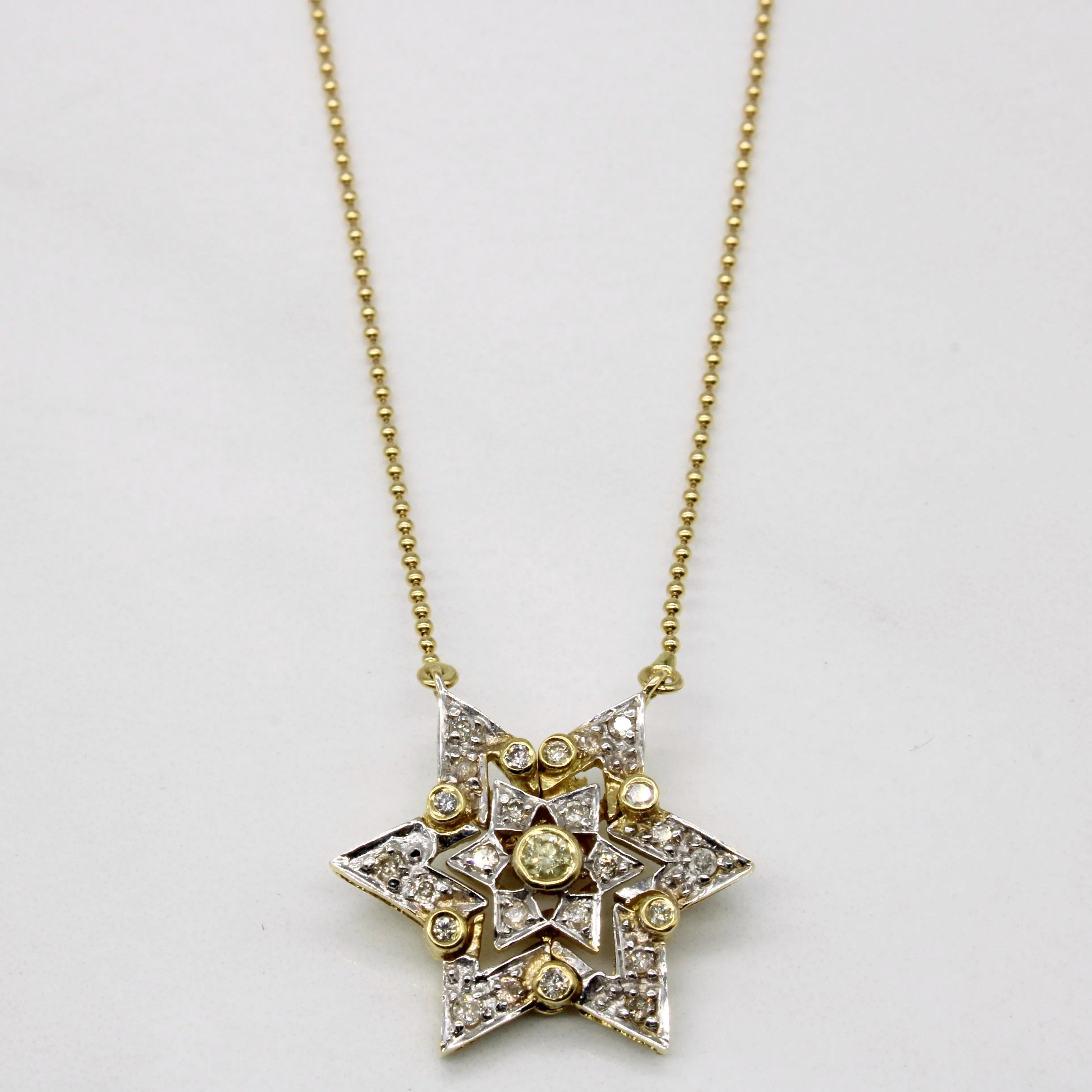 Fresh Pair Vivid Accent Diamond Snowflake Necklace | 0.20ctw | 16" |