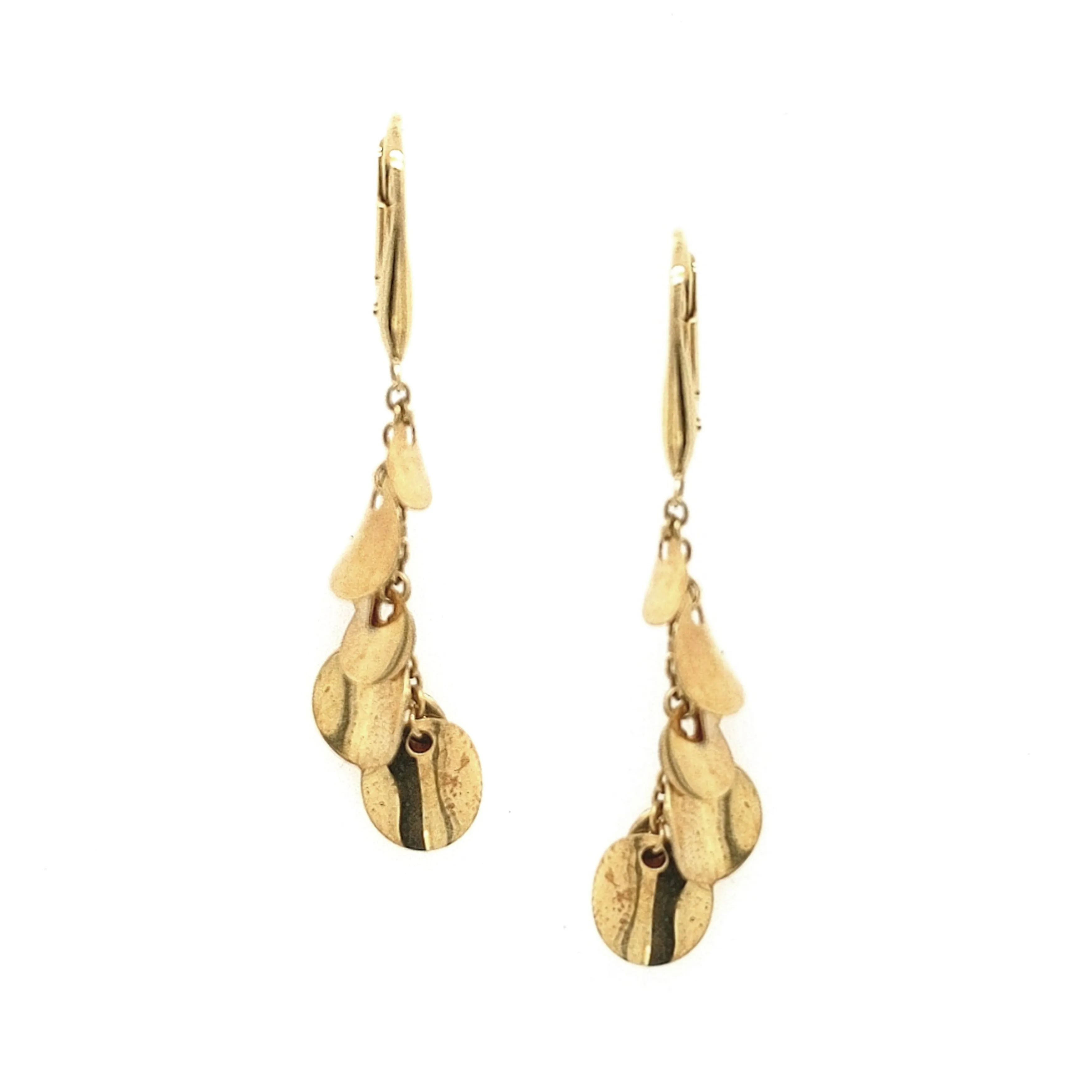 14k Gold Dangling Circles Leverback Earring Contemporary Choice Star-Shaped Accessory