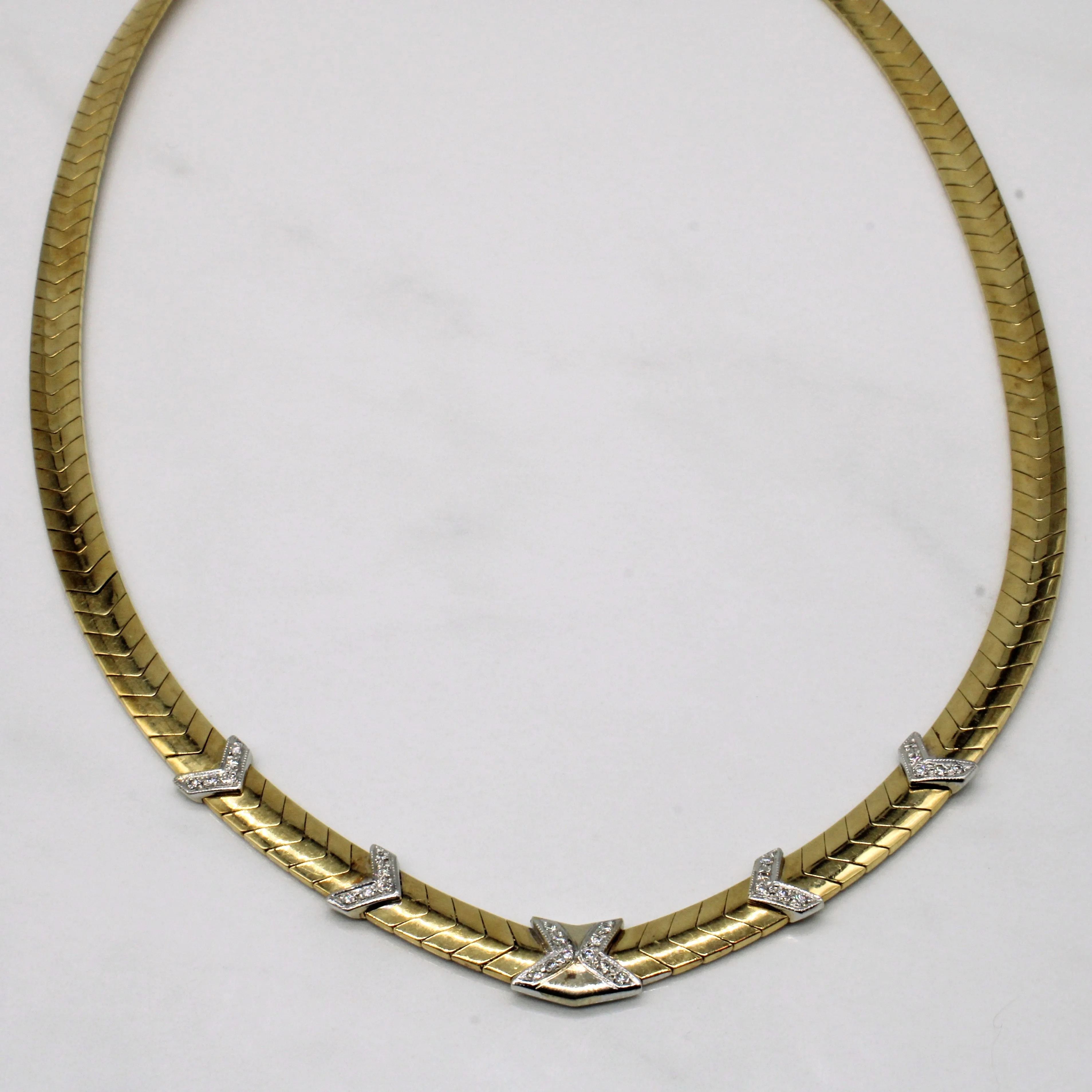 Diamond 14k Gold Cocktail Necklace | 0.12ctw | 18" | Birthday Present Everyday Look