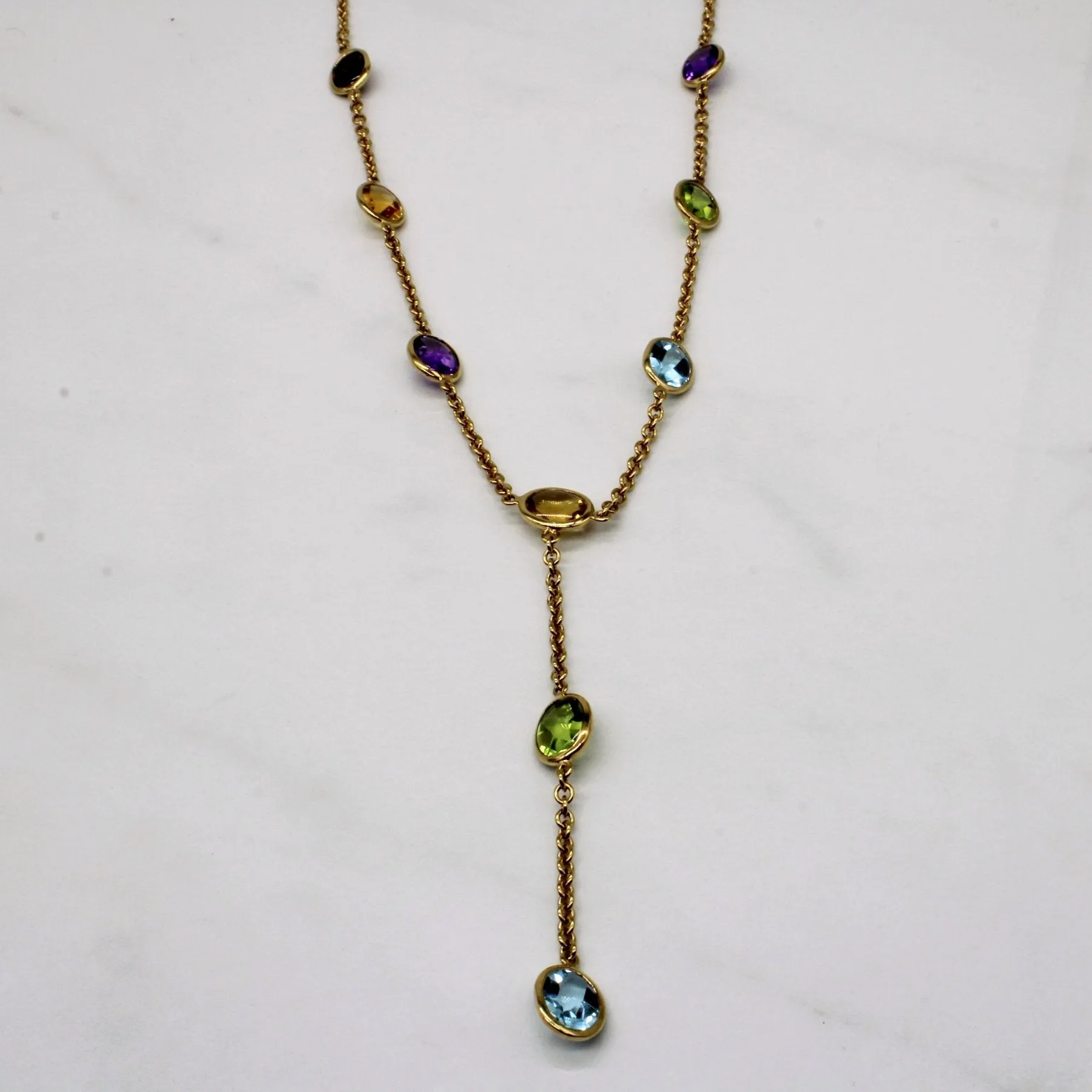 'Birks' Multi Gem Drop Necklace | 26.30ctw | 16" | Impeccable Detail