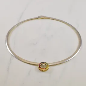 Multicolor Sapphire & Diamond Pendant Reversible Necklace | 1.40ctw, 0.15ctw | 16" | Distinctive Finish Sparkling Jewelry Design