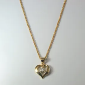 Solitaire Diamond Heart Necklace | 0.20ct | 20" | Chic Detail