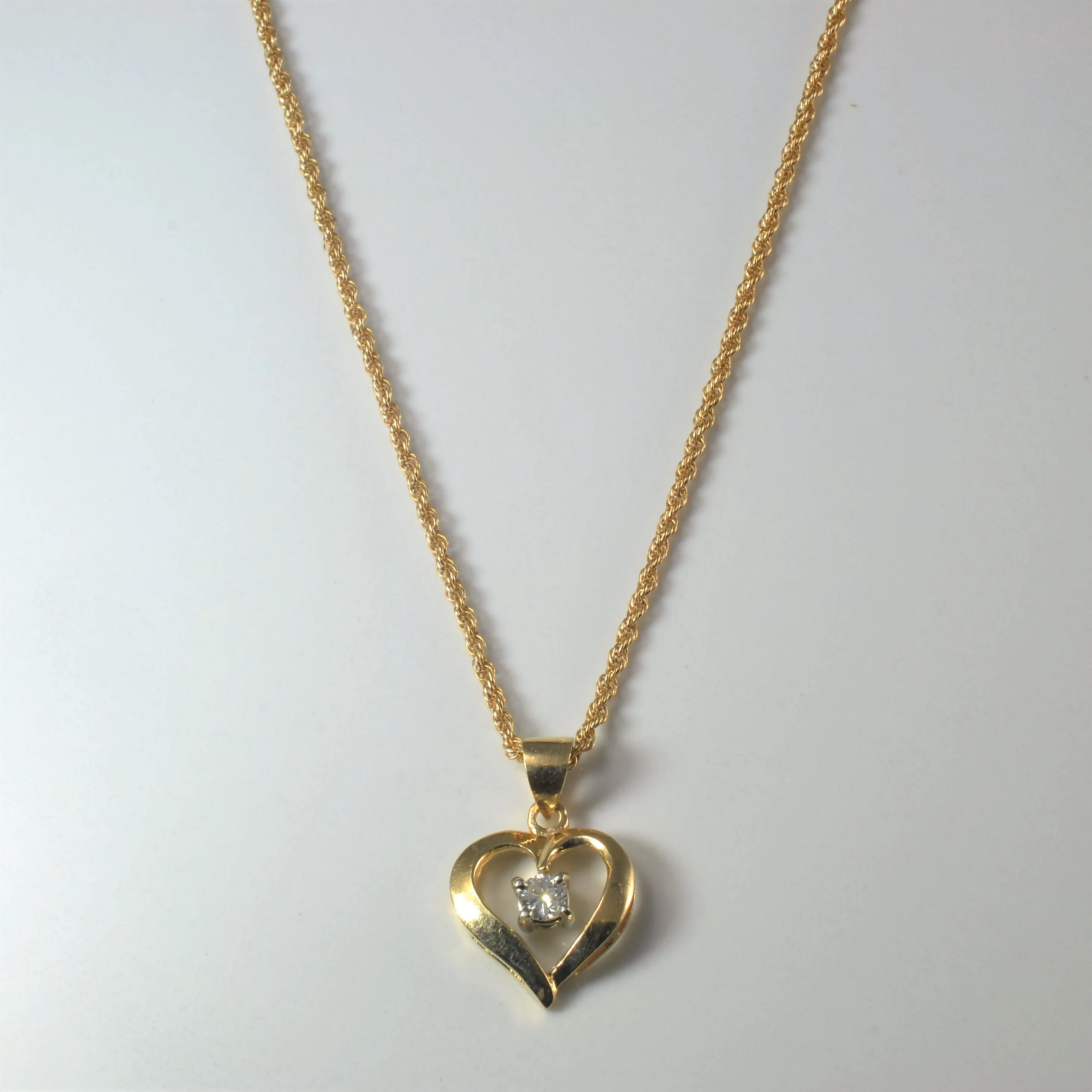 Solitaire Diamond Heart Necklace | 0.20ct | 20" | Chic Detail