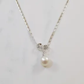 Brilliant Touch Pearl & Diamond Heart Necklace | 8.90ct, 0.10ctw | 17.5" |