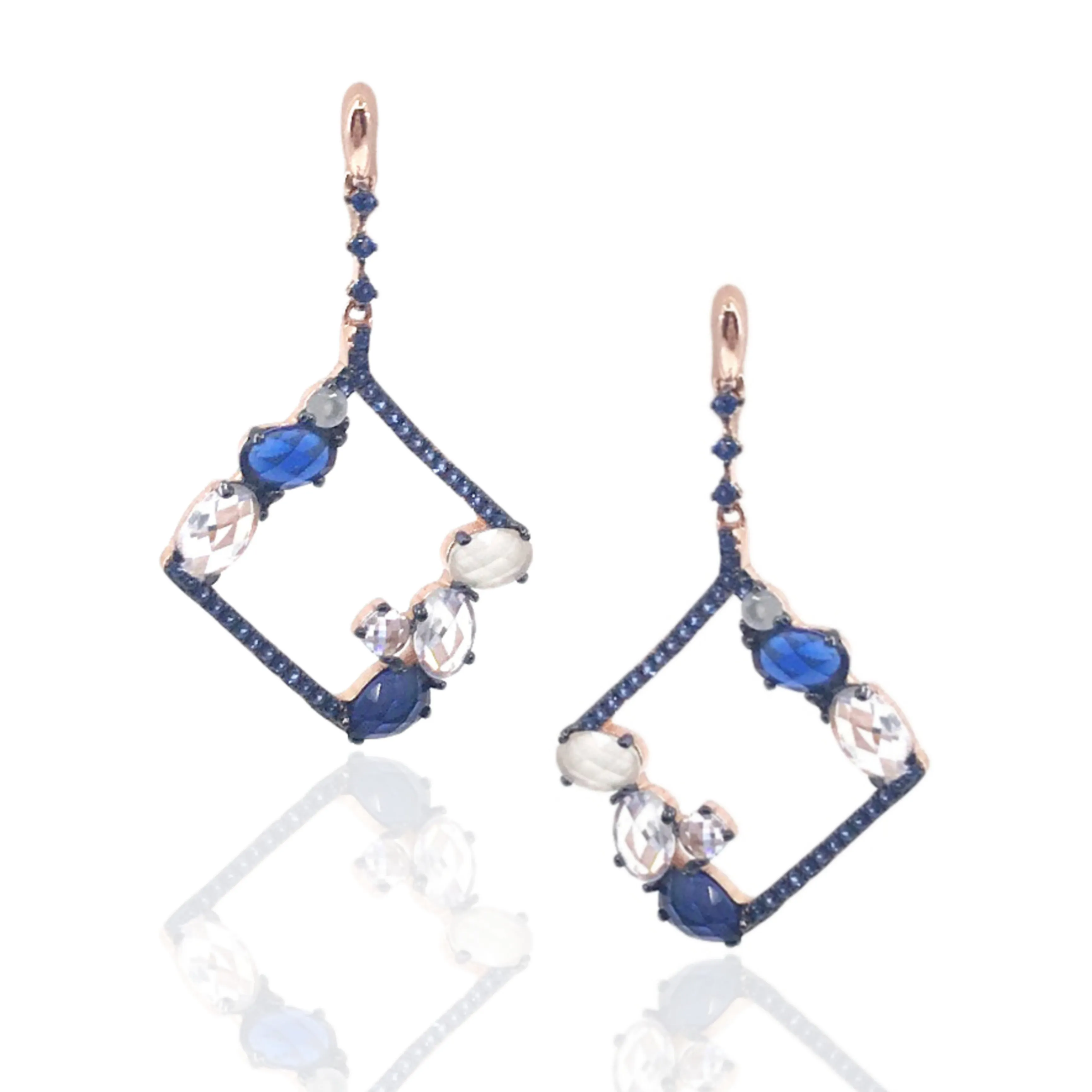 Rose Gold Plated Sterling Silver Diamond-Shape Earrings Pretty Feature