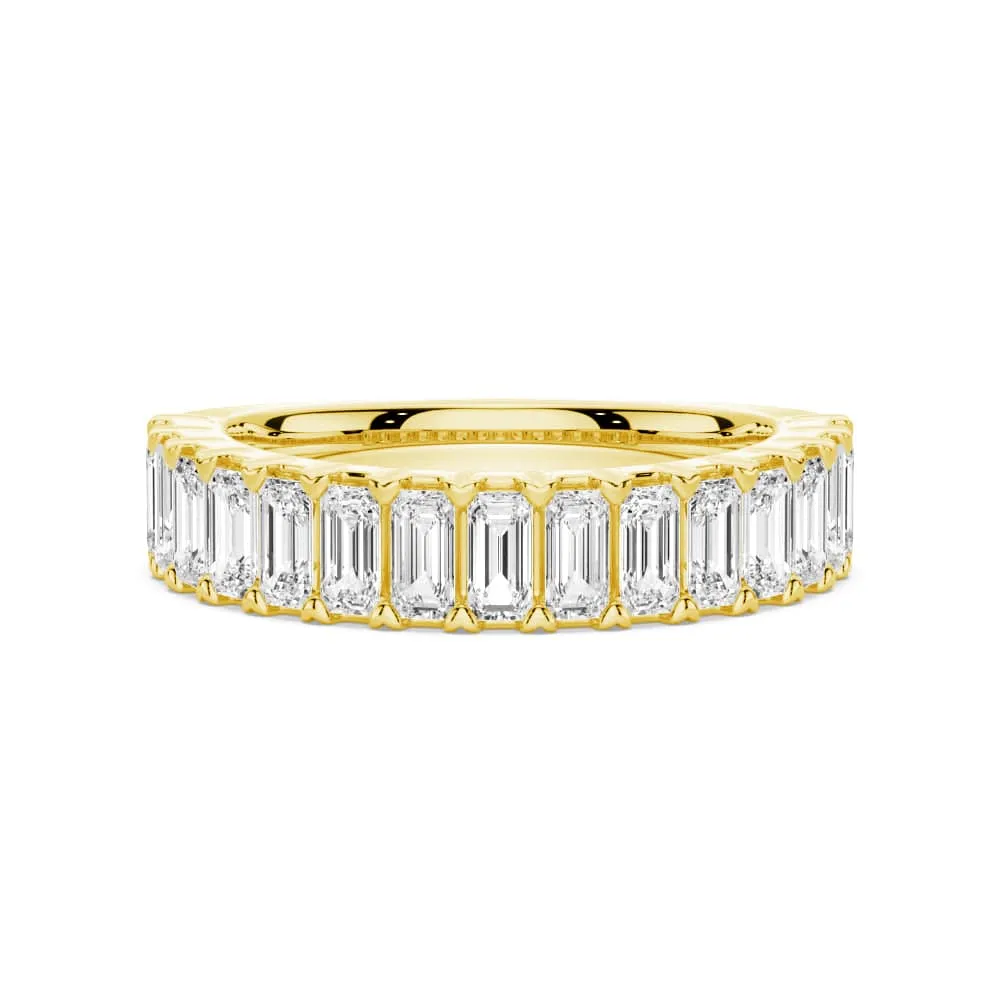 Elegant Charm Distinct Piece Emerald Cut Moissanite Wedding Band