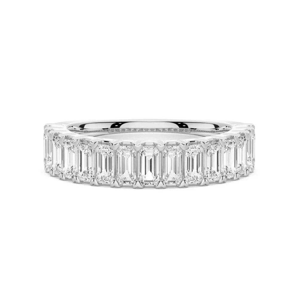 Emerald Cut Moissanite Wedding Band Dazzle Factor Rich Color