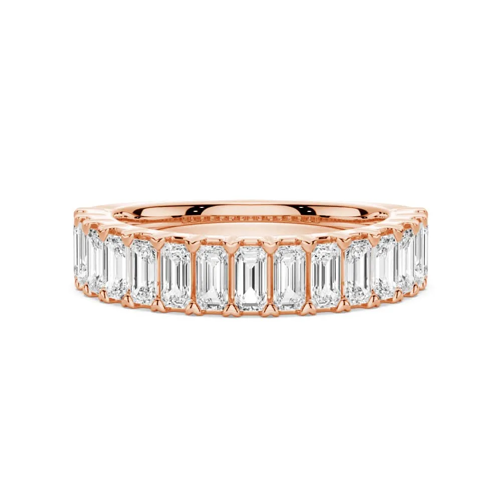Emerald Cut Moissanite Wedding Band Sparkling Touch