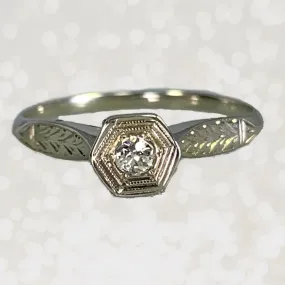 Wedding Gift Antique 1920s Diamond Engagement Ring in an Art Deco 14K Gold Setting. Sustainable Jewelry.