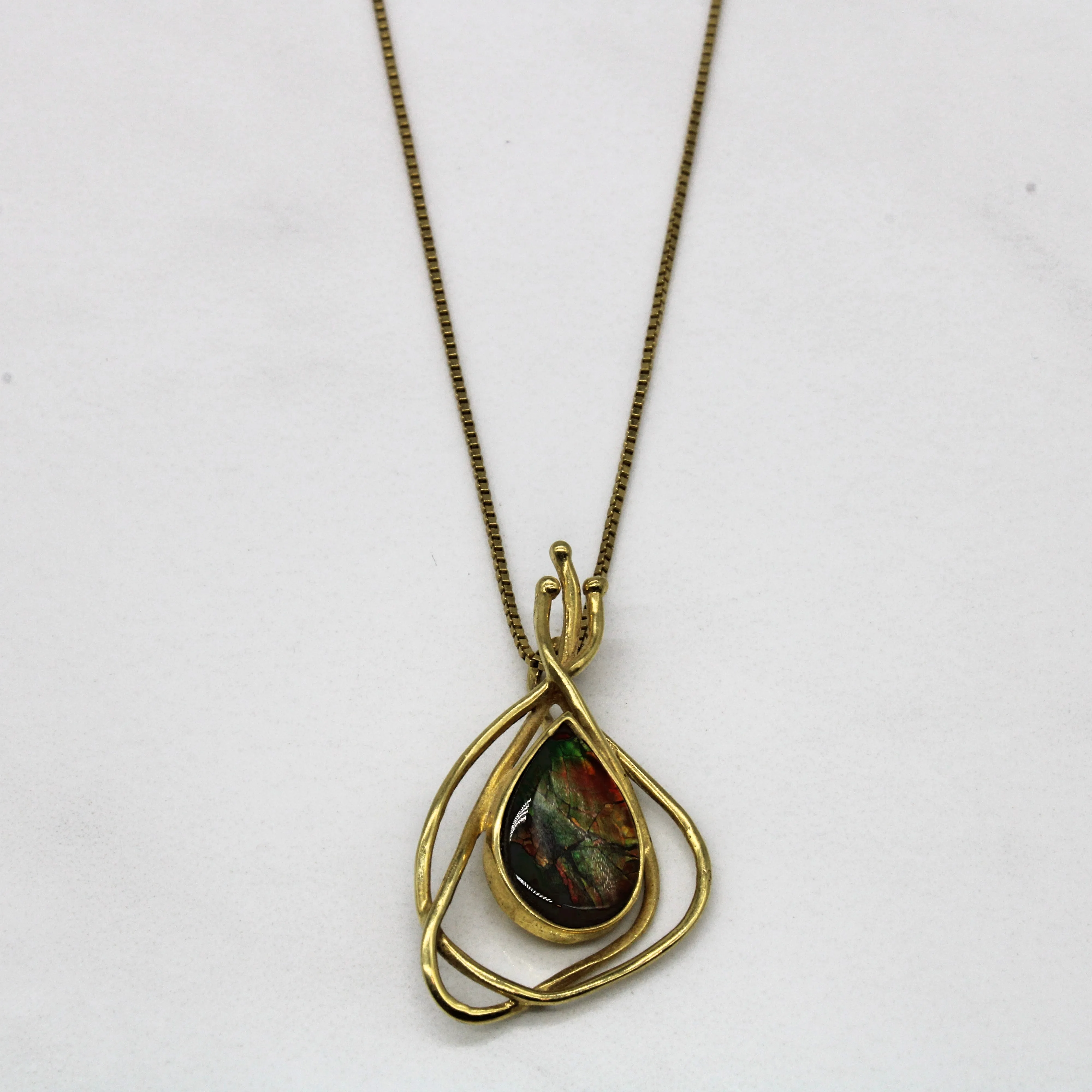 Luxury Ready Gleaming Craft Abstract Ammolite Necklace | 1.00ct | 18" |