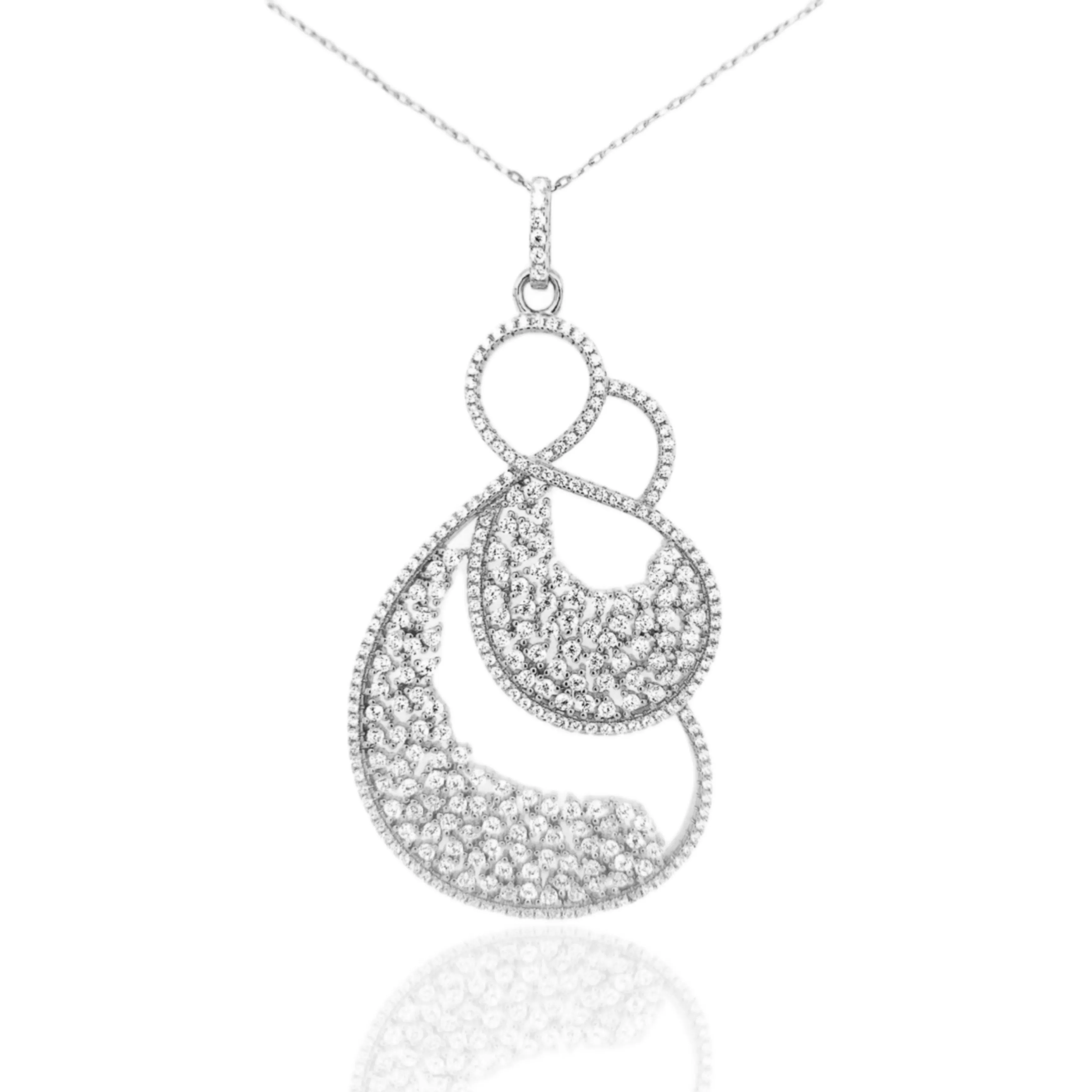 Sterling Silver Double Figure Eight CZ Pendant Necklace Private Adornment