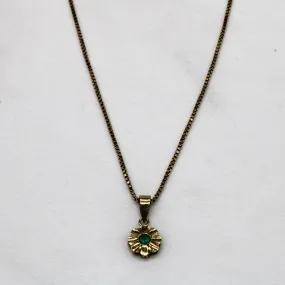 Green Quartz Flower Pendant Necklace | 0.04ct | 15" | Minimal Design Everyday Gift