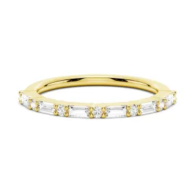 Baguette And Round Prong Moissanite Anniversary Band Superior Style