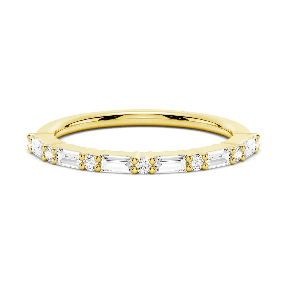 Baguette And Round Prong Moissanite Anniversary Band Superior Style