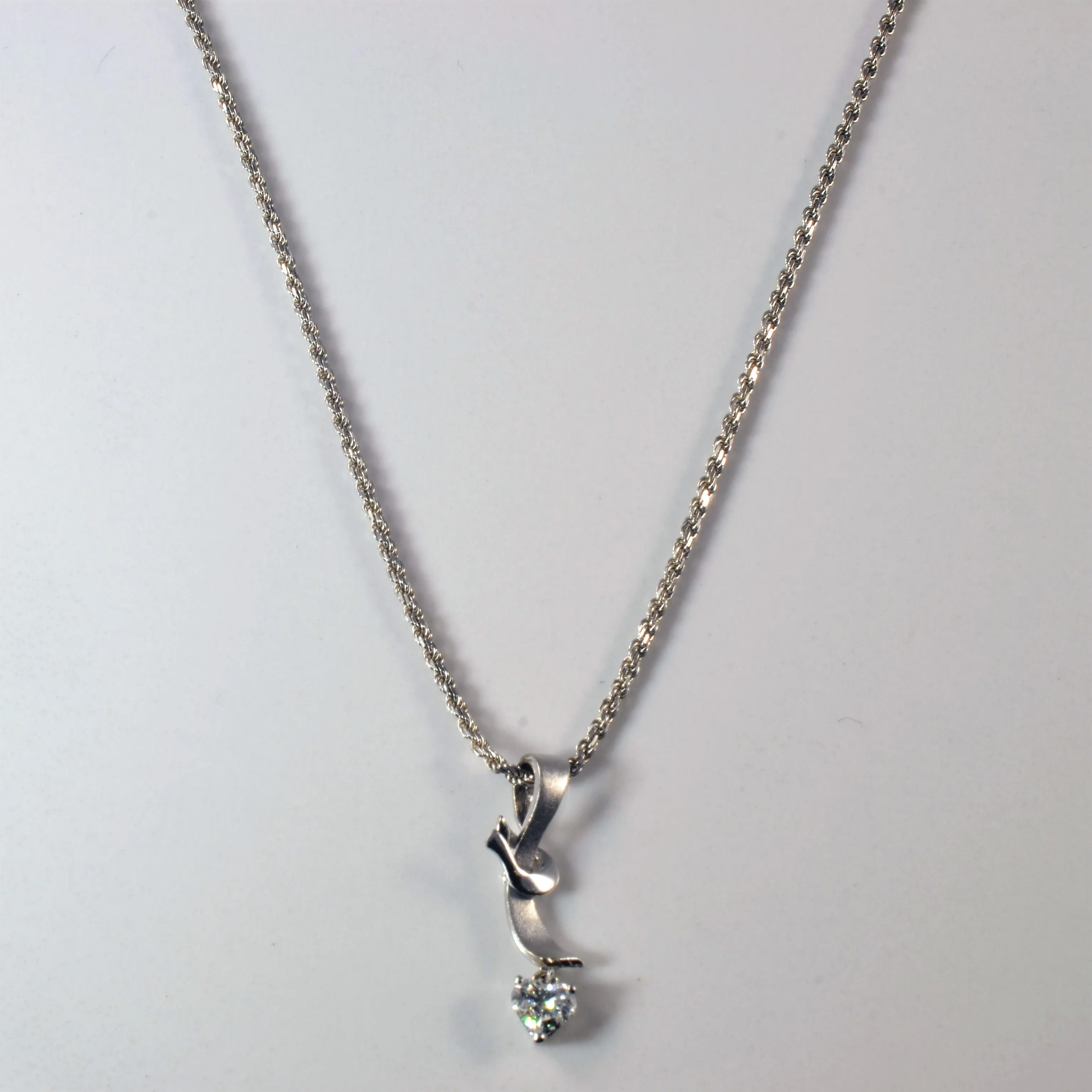 Heart Cut Diamond Drop Necklace | 0.22ct | 16" | Stylish Line All Season