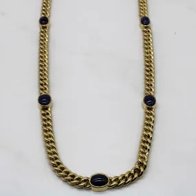 Chic Gem Sapphire Cabochon Cuban Link Necklace | 7.70ctw | 17" |