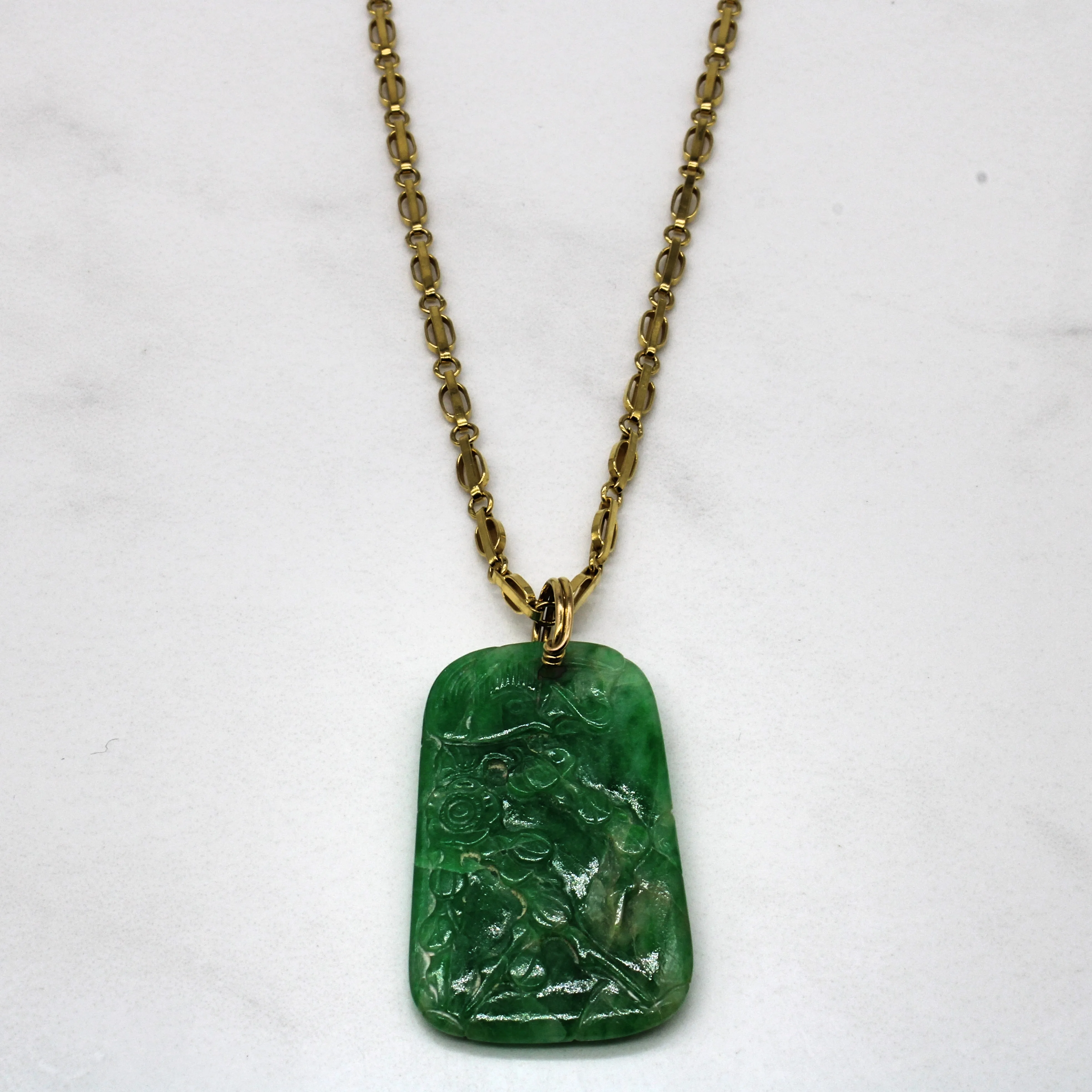 Top Pick Lively Feature Carved Jadeite Necklace | 20" |
