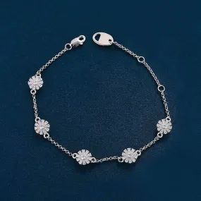 Classic Shine Modern Minimal Louily Elegant Flower Design Bracelet For Women In Sterling Silver