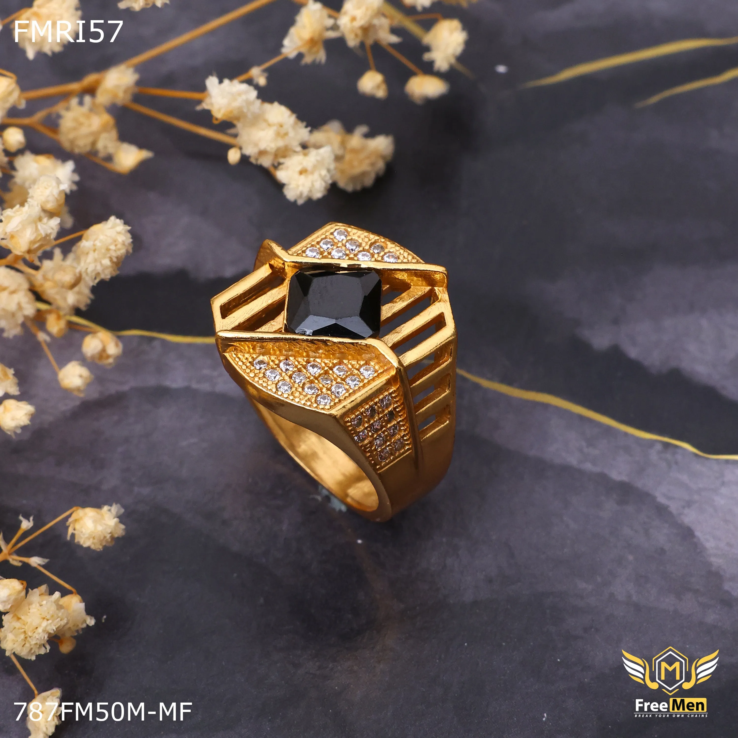 Freemen Back stone AD Net Golden Ring - FMRI57 Custom Item