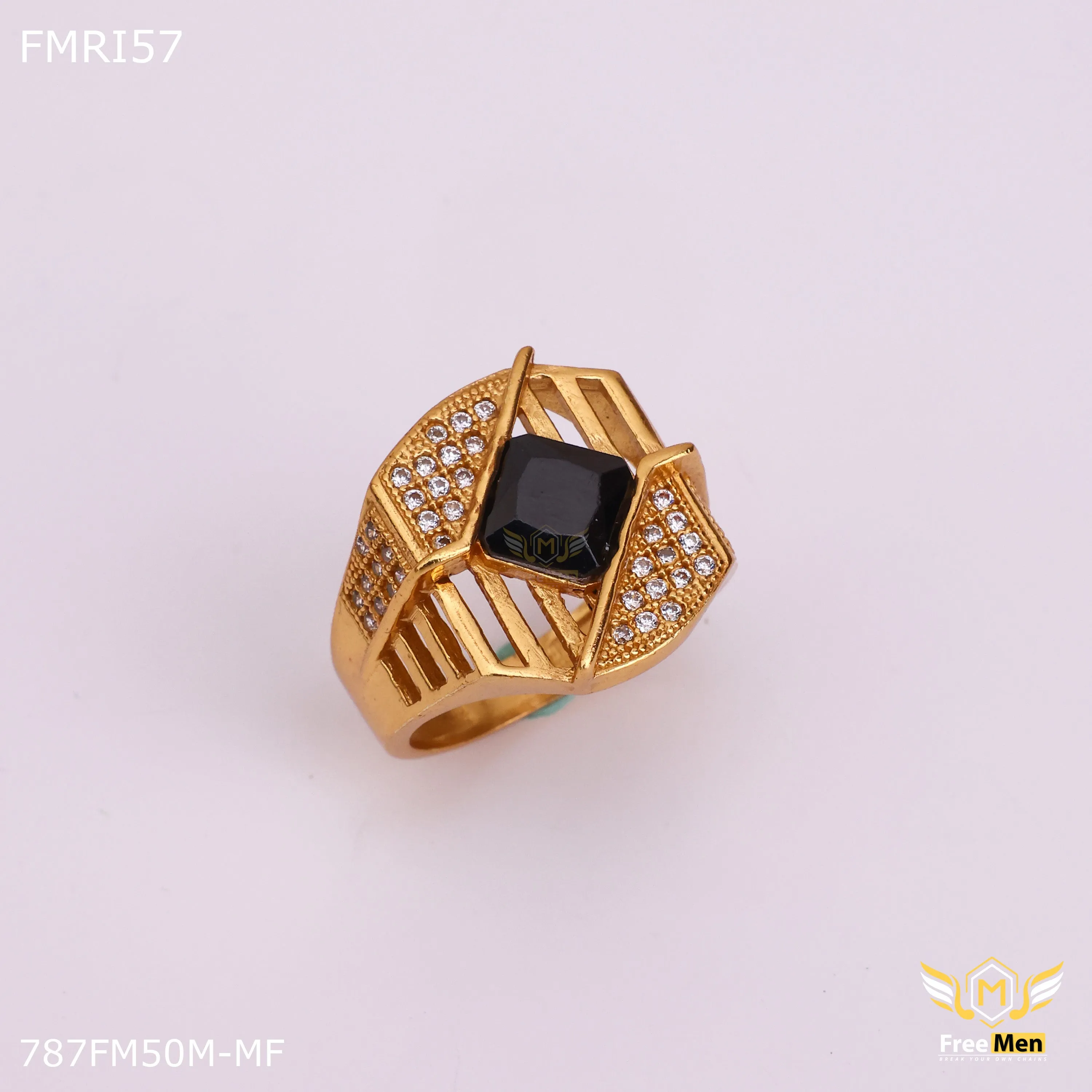 Freemen Back stone AD Net Golden Ring - FMRI57 Fashion Set