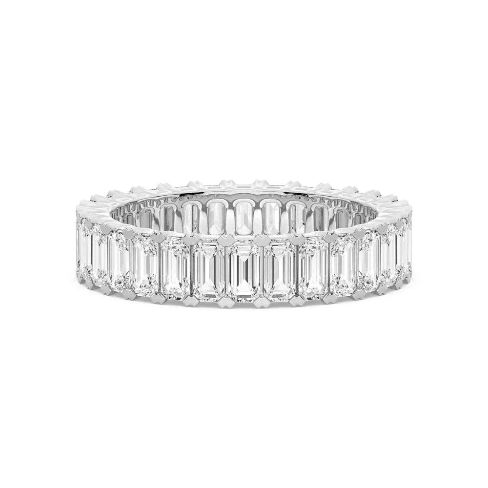 Gorgeous Finish Fashionable Shine Finish 4.6ctw. Emerald Cut Moissanite Eternity Band