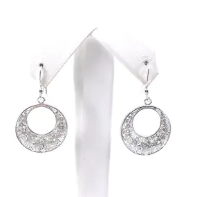 Rhodium Plated Sterling Silver Circle Earrings on Leverbacks Daytime Adornment