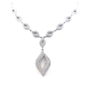 Active Look Summer Accent Rhodium Plated Sterling Silver Micropave Marquis Necklace