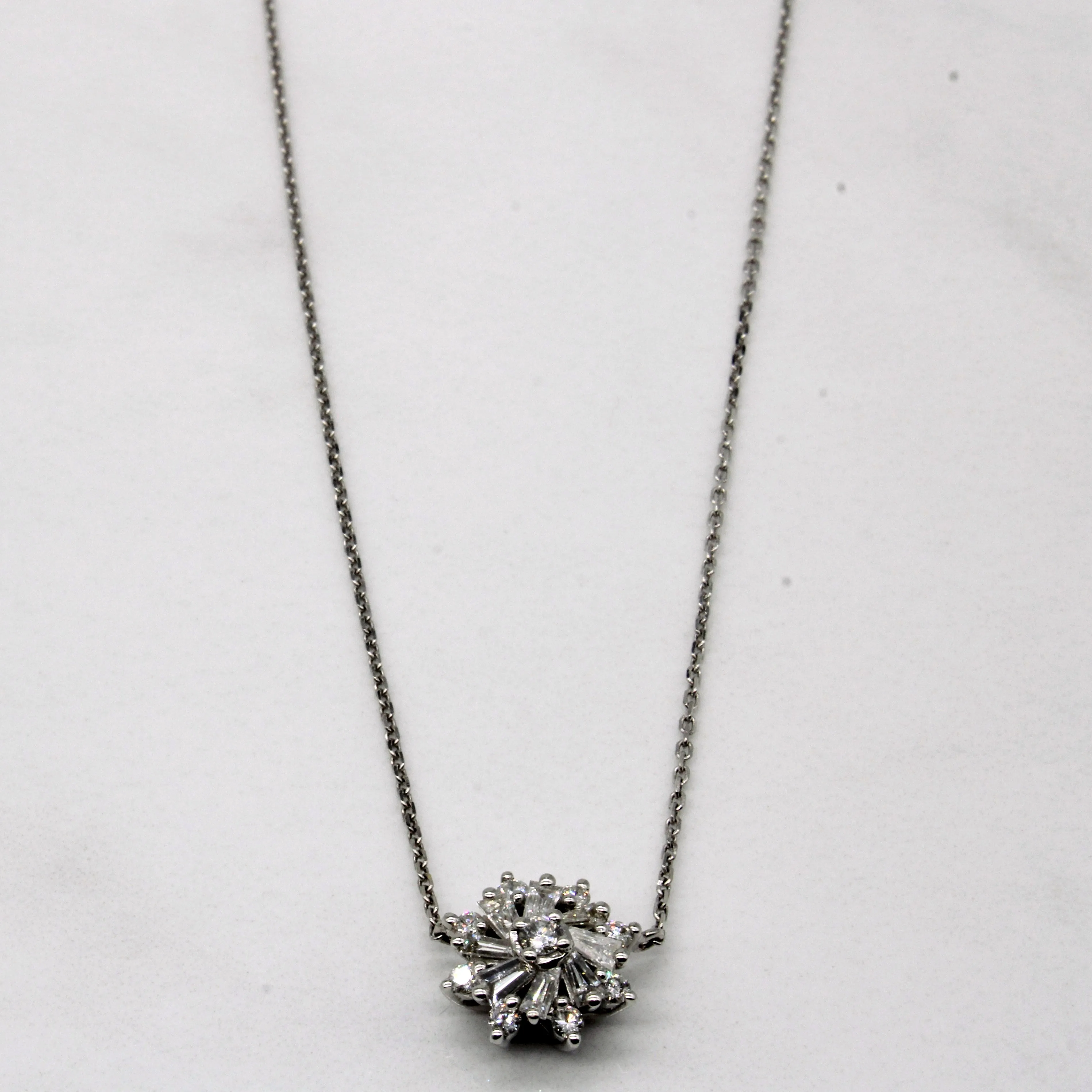 Graceful Fashion Occasion Style Mixed Cut Diamond Cluster Necklace | 0.49ctw | 17" |