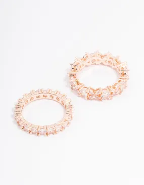 Rose Gold Flower Band Stacking Ring Set daily accessory