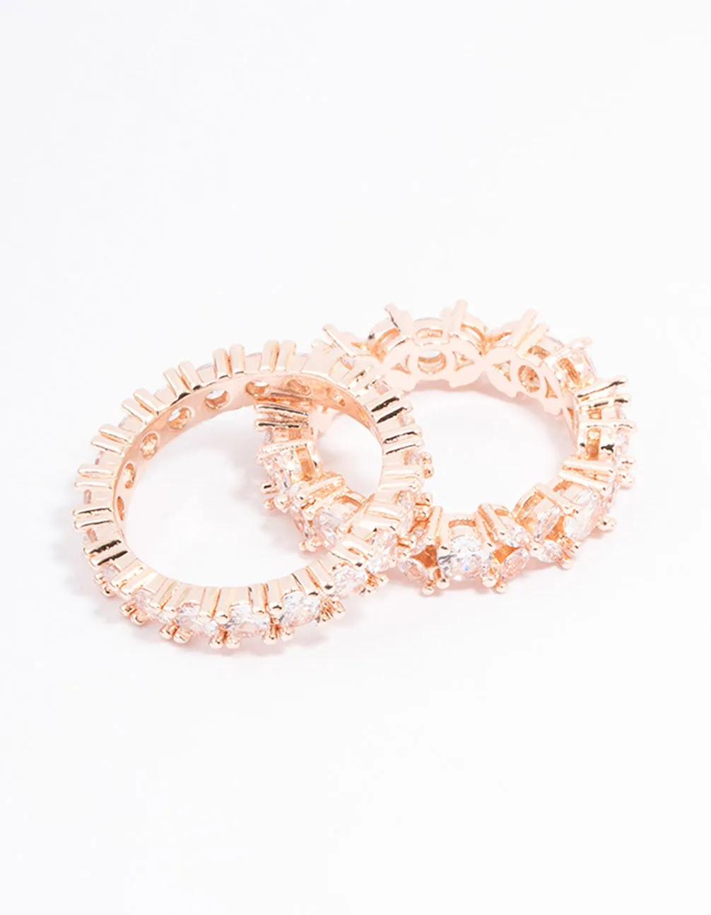 Rose Gold Flower Band Stacking Ring Set Sunset Style