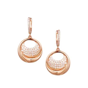 Exquisite Vibe Rose Gold Plated Sterling Silver Circle With CZ Earring