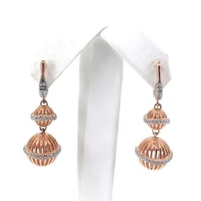 Delicate Item Rose Gold Plated Sterling Silver Micro Pave Ball Earrings
