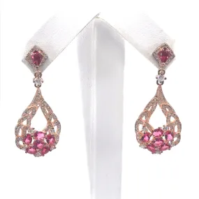 Rose Gold Plated Sterling Silver Micro Pave Teardrop Earrings with Pink CZs Elegant Piece Chic Essential