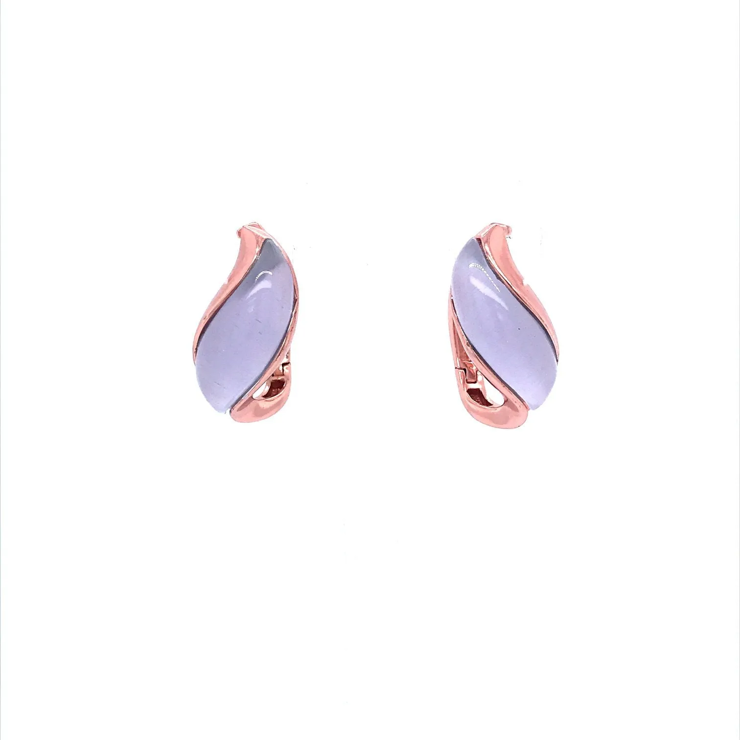 Rose Gold Plated Sterling Silver Purple Hoop Earrings Retro Accent
