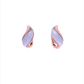 Rose Gold Plated Sterling Silver Purple Hoop Earrings Retro Accent
