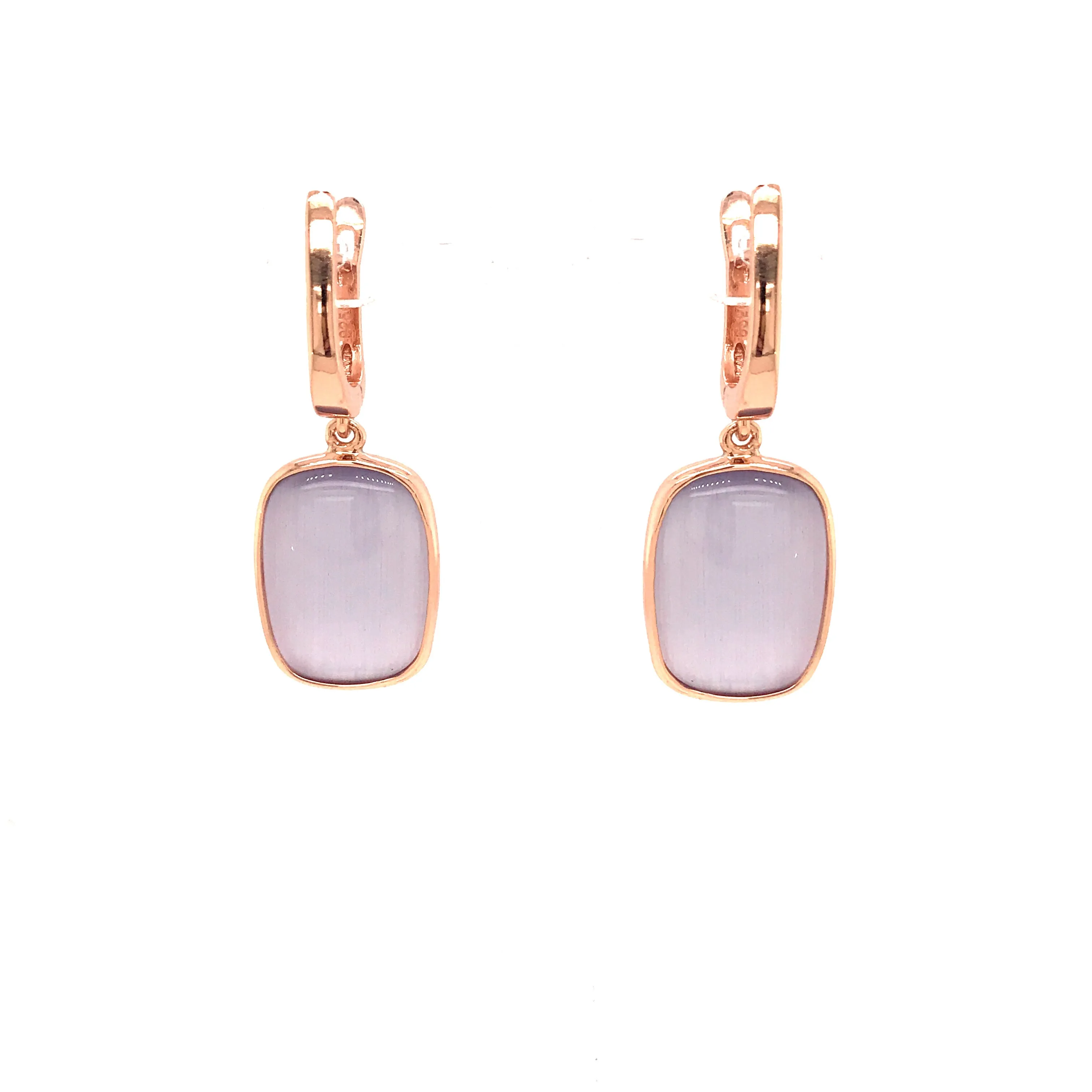 Unique Embellishment Magnificent Piece Rose Gold Plated Sterling Silver Purple Stone Earrings