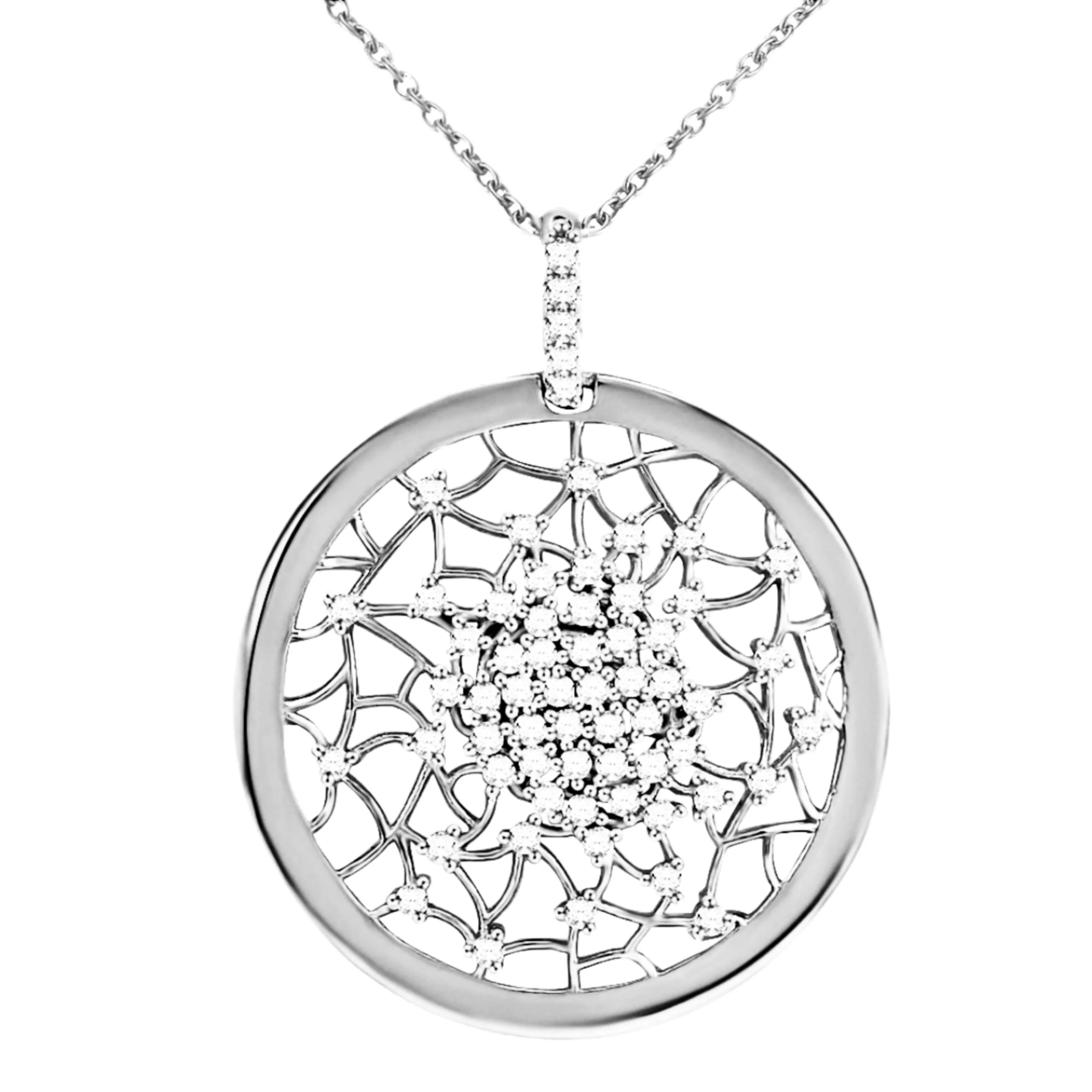 Timeless Edge Best Present Rose Gold / Rhodium / Gold Plated Sterling Silver Sprinkled CZ Pendant Necklace