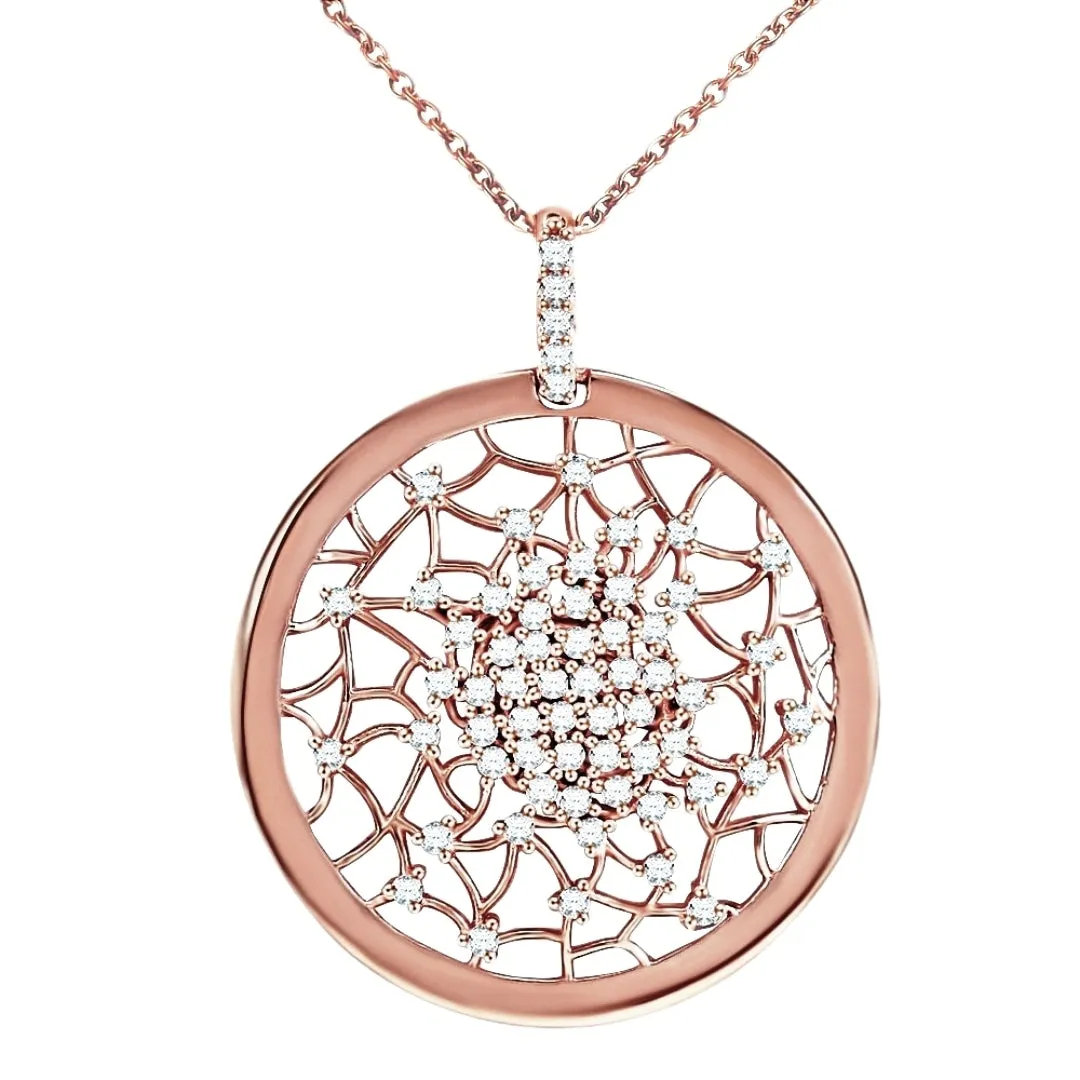 Minimalist Design Trendy Adornment Rose Gold / Rhodium / Gold Plated Sterling Silver Sprinkled CZ Pendant Necklace